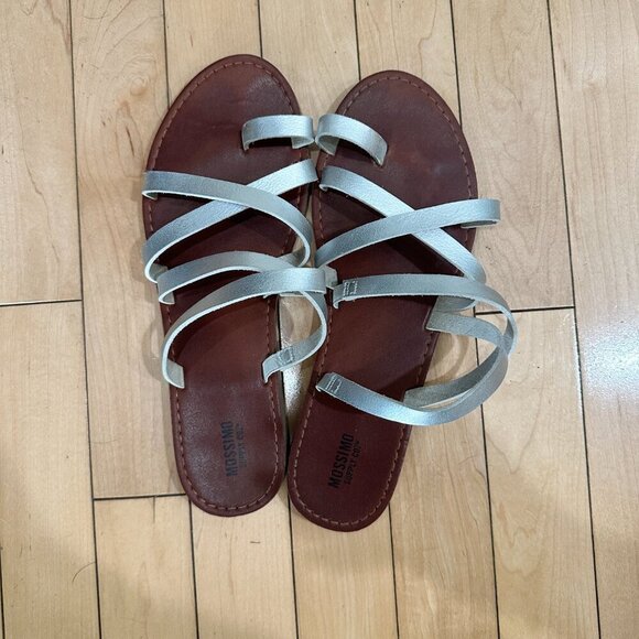 MOSSIMO Silver Metallic Toe Ring Slides Slip On Sandal Sandals Size 8.5 - Picture 8 of 9
